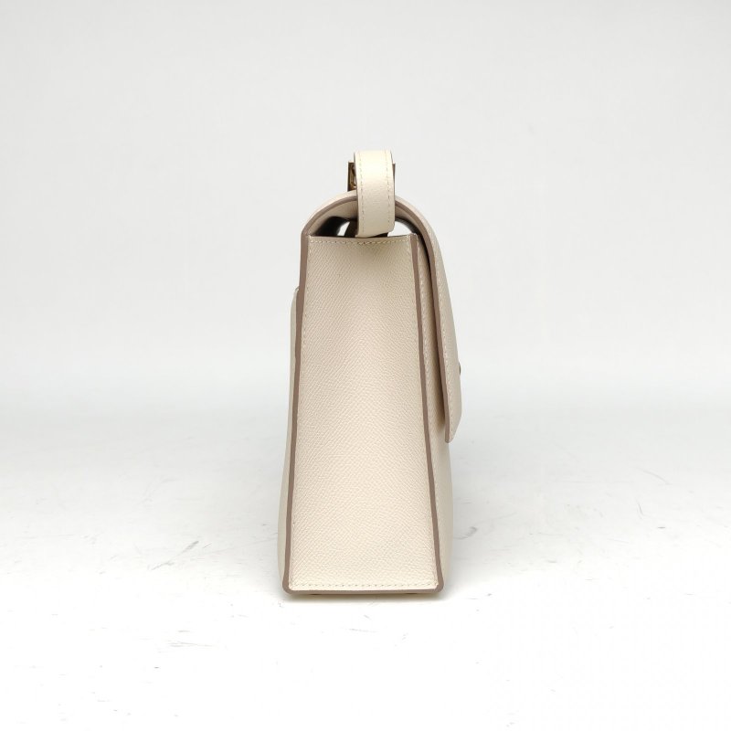 HERMES Verrou手槍包23奶昔白Epsom皮D刻金扣肩背包-3