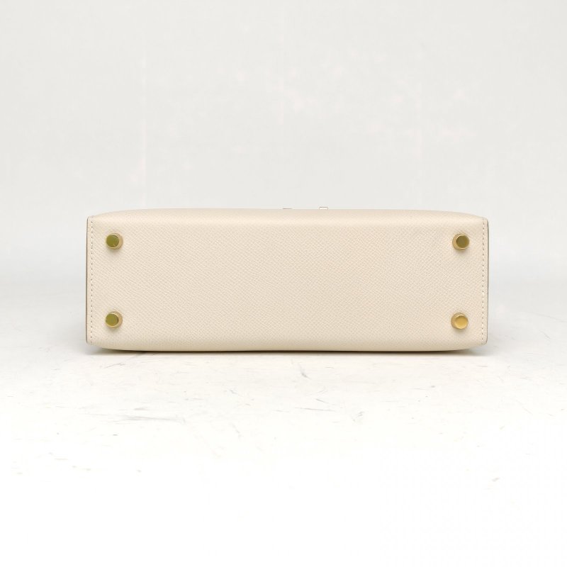 HERMES Verrou手槍包23奶昔白Epsom皮D刻金扣肩背包-4