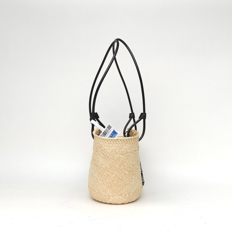 LOEWE 棕色草編AnagramBasket編織菜籃子包肩背包-3