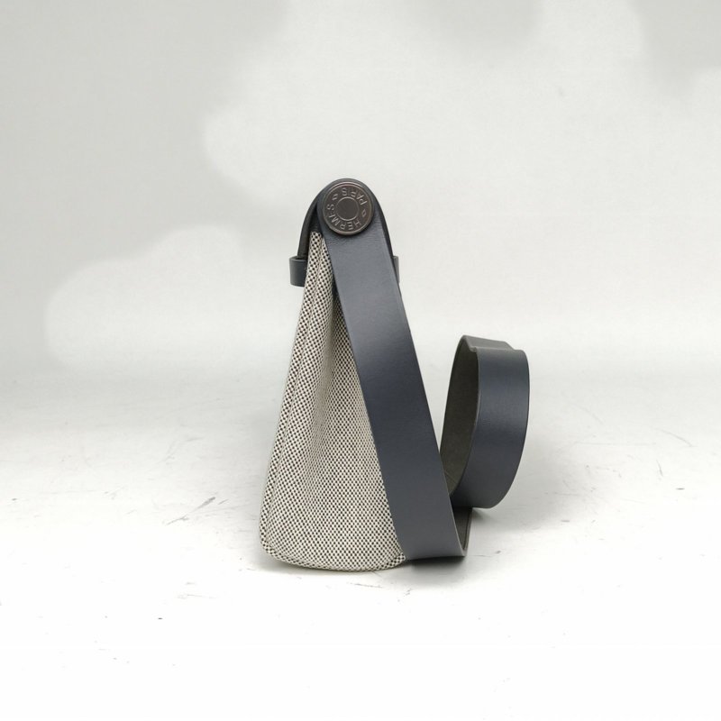 HERMES HerbagZip20帆布拼牛皮石板灰帆布/牛皮W刻銀扣肩背包-1