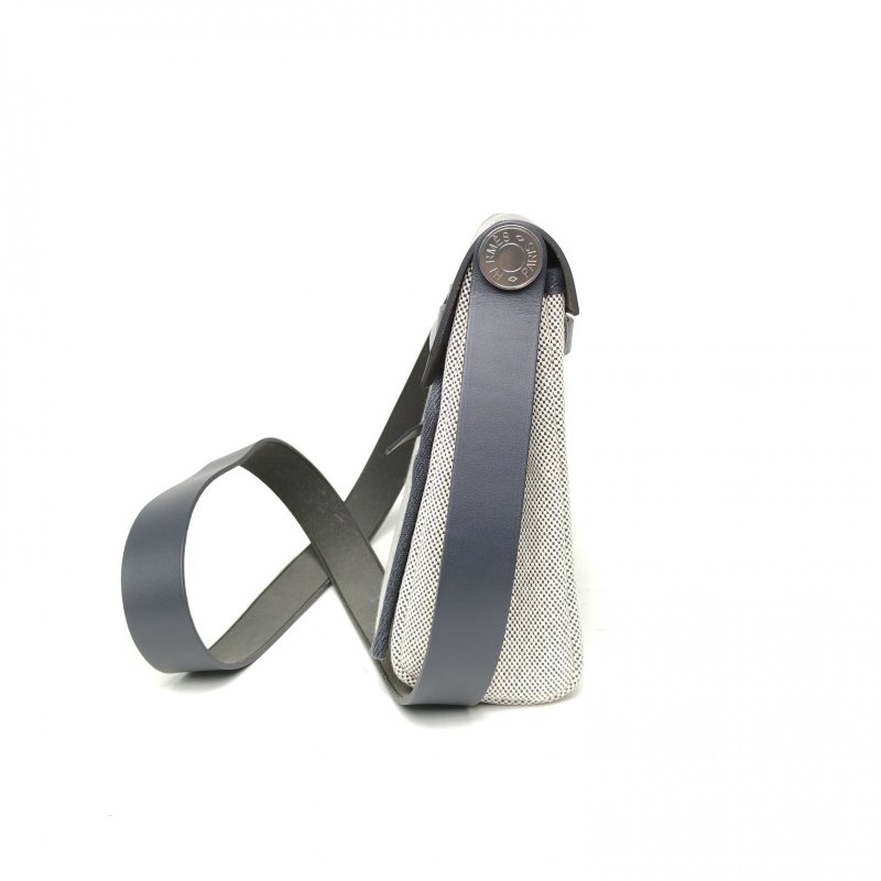 HERMES HerbagZip20帆布拼牛皮石板灰帆布/牛皮W刻銀扣肩背包-3