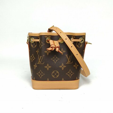 LOUIS VUITTON NOÉ水桶包Nano13老花PVC金扣晶片肩背包