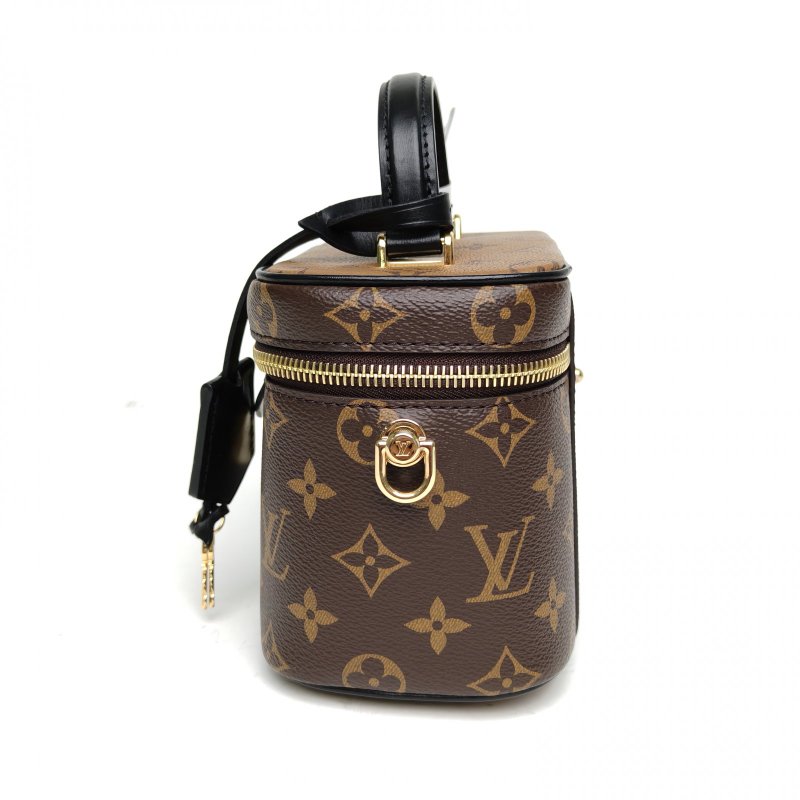 LOUIS VUITTON Vanity化妝包寬版19老花PVC金扣晶片肩背包-1