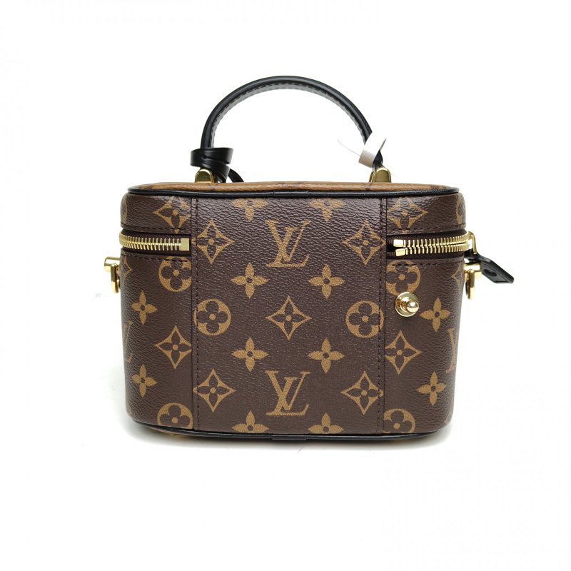 LOUIS VUITTON Vanity化妝包寬版19老花PVC金扣晶片肩背包-2