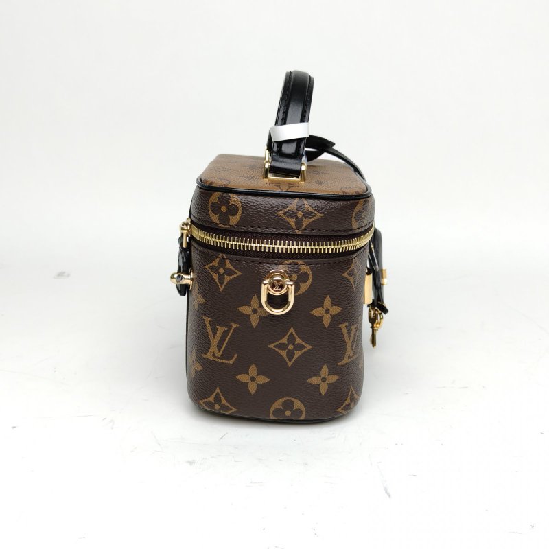 LOUIS VUITTON Vanity化妝包寬版19老花PVC金扣晶片肩背包-3