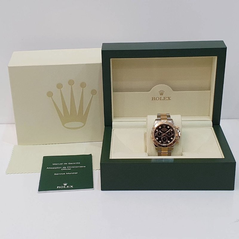 【大眾名錶】ROLEX勞力士116523 Daytona半金迪通拿 黑色8鑽面盤 計時碼錶 錶徑40mm 自動上鍊 大眾名錶B1623-9