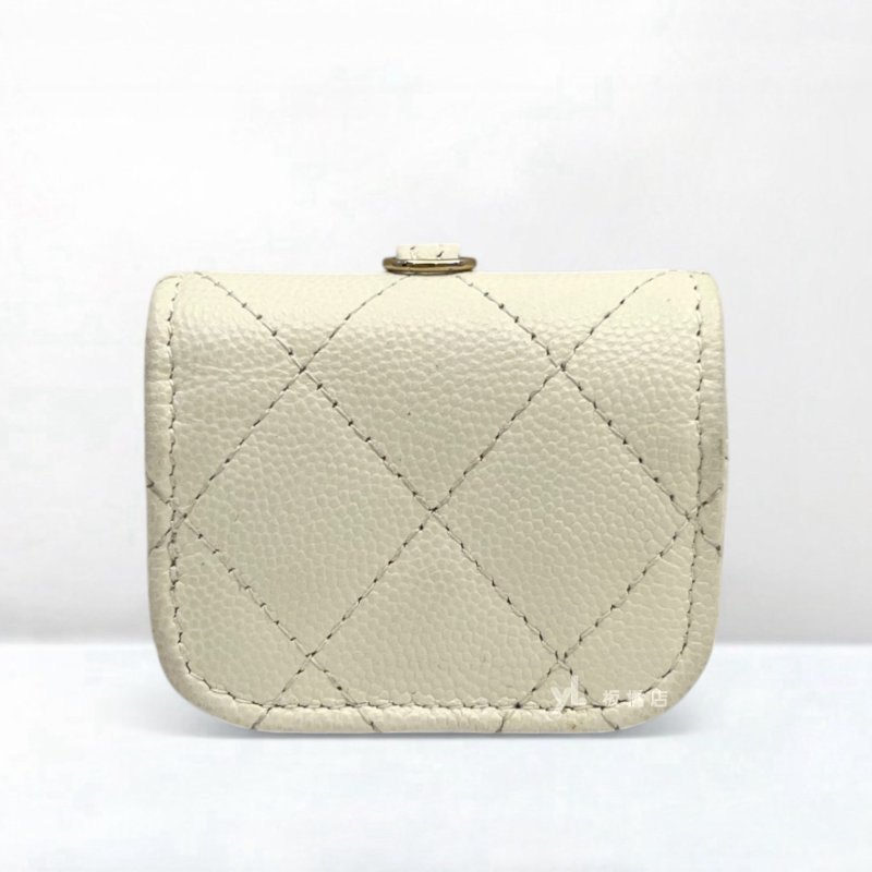 S5385-Chanel 白荔枝皮金釦Airpods Pro Case耳機套AP1739-3