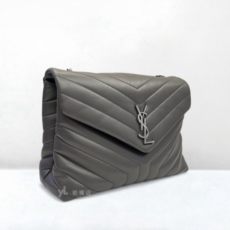 S5398-YSL 大號灰色牛皮LOULOU鍊條包-1