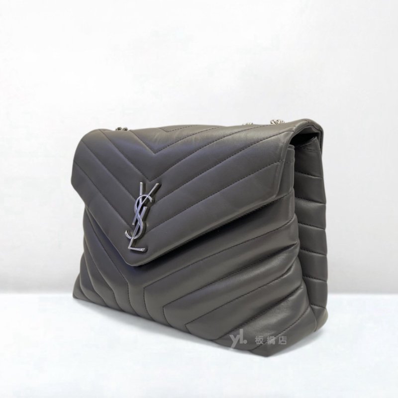 S5398-YSL 大號灰色牛皮LOULOU鍊條包-2