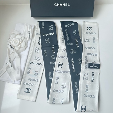 Chanel twilly小絲巾 黑白雙面