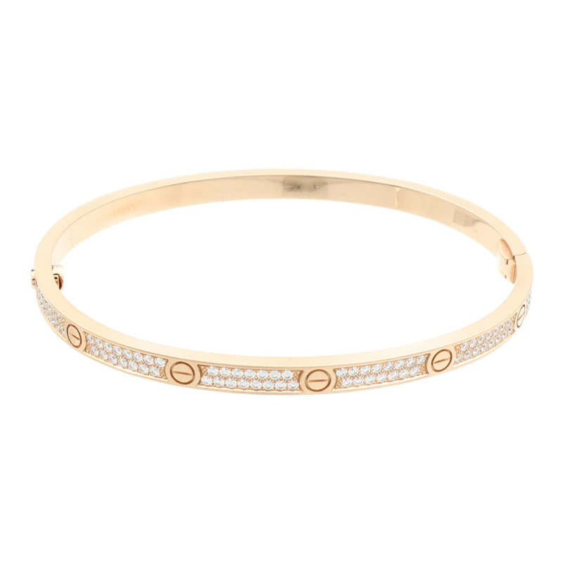 CARTIER 18K玫瑰金Love Bracelet Full Diamond鑽石手鐲Cartier#17-3