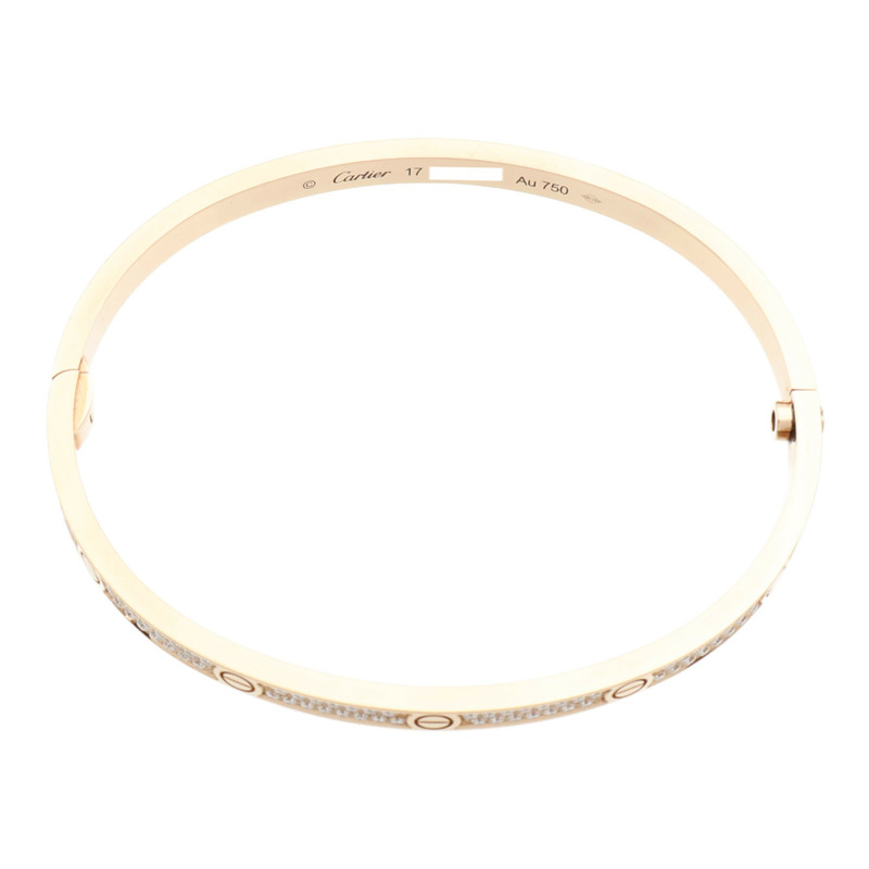 CARTIER 18K玫瑰金Love Bracelet Full Diamond鑽石手鐲Cartier#17-4