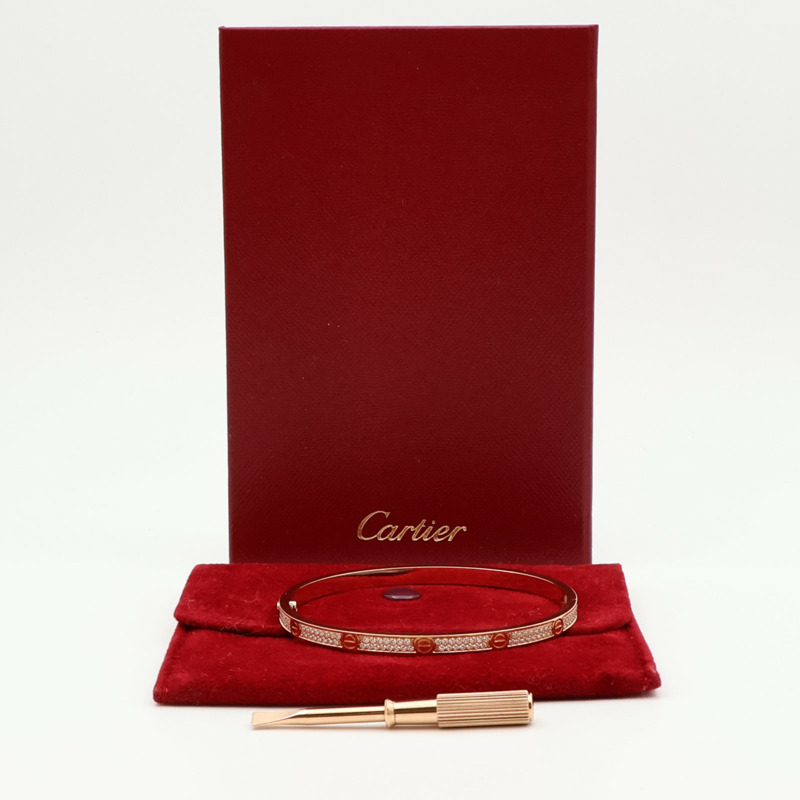 CARTIER 18K玫瑰金Love Bracelet Full Diamond鑽石手鐲Cartier#17-10