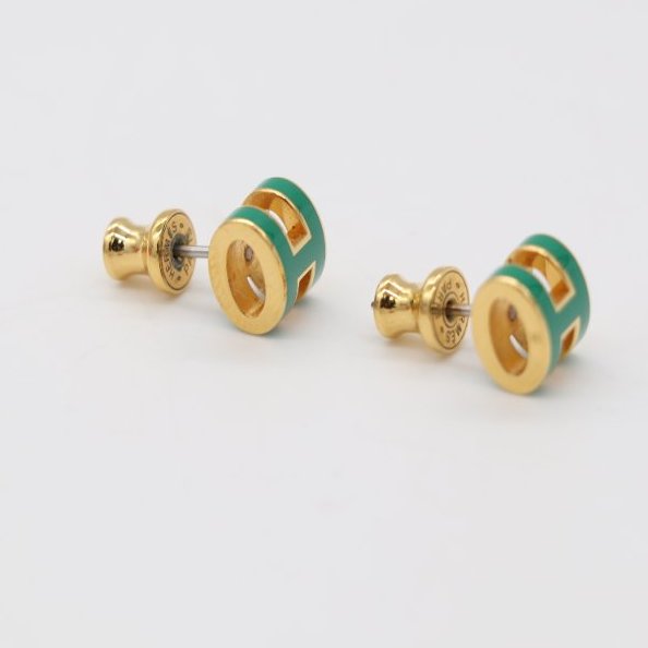 Hermès 愛馬仕 Pop H Mini 竹子綠 金色 耳環-10