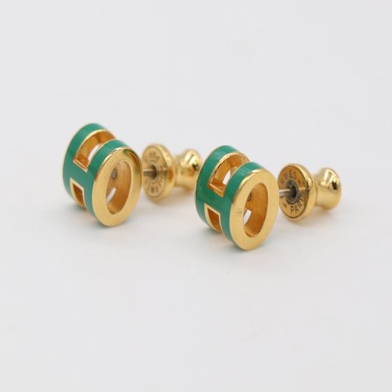 Hermès 愛馬仕 Pop H Mini 竹子綠 金色 耳環-11