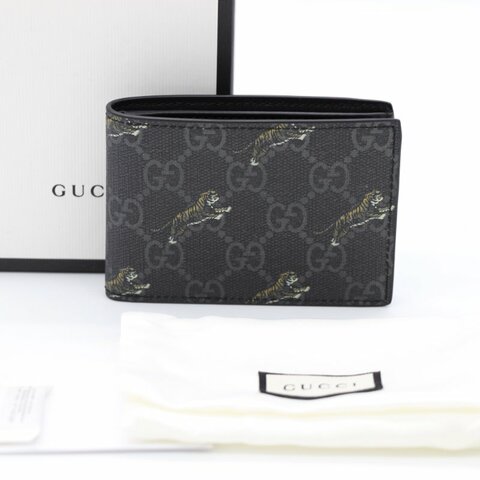 （超級新♥️可送禮）Gucci 古馳 黑花 老虎印花 短夾 （鈔票+卡片位）