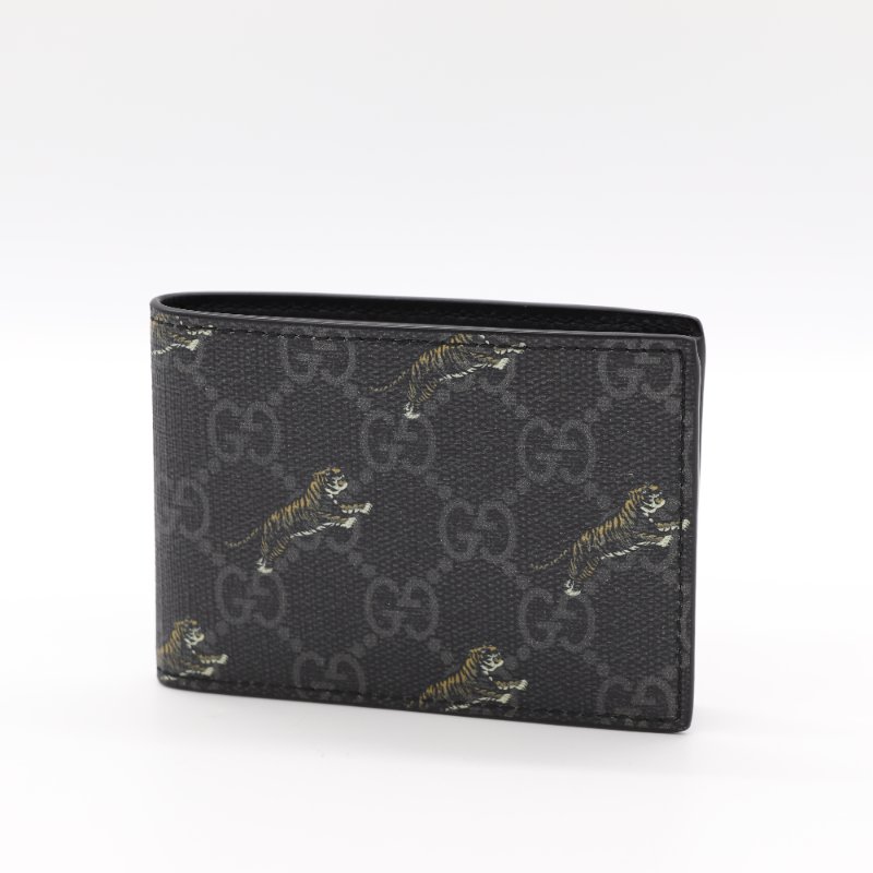 （超級新♥️可送禮）Gucci 古馳 黑花 老虎印花 短夾 （鈔票+卡片位）-1