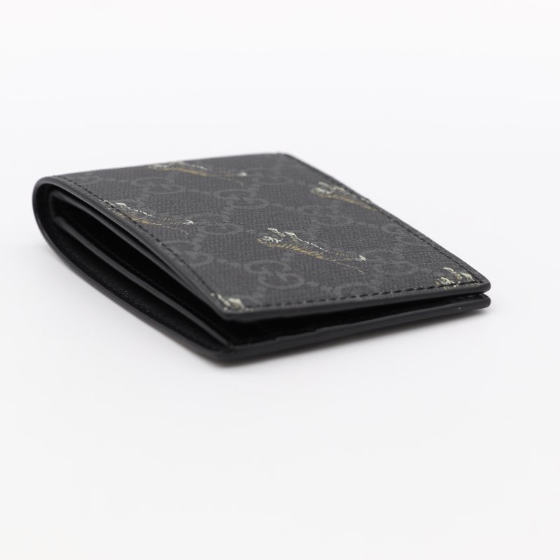 （超級新♥️可送禮）Gucci 古馳 黑花 老虎印花 短夾 （鈔票+卡片位）-4