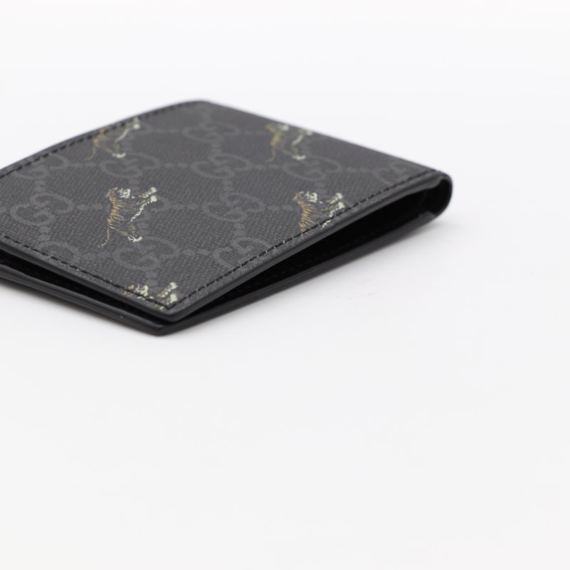 （超級新♥️可送禮）Gucci 古馳 黑花 老虎印花 短夾 （鈔票+卡片位）-5