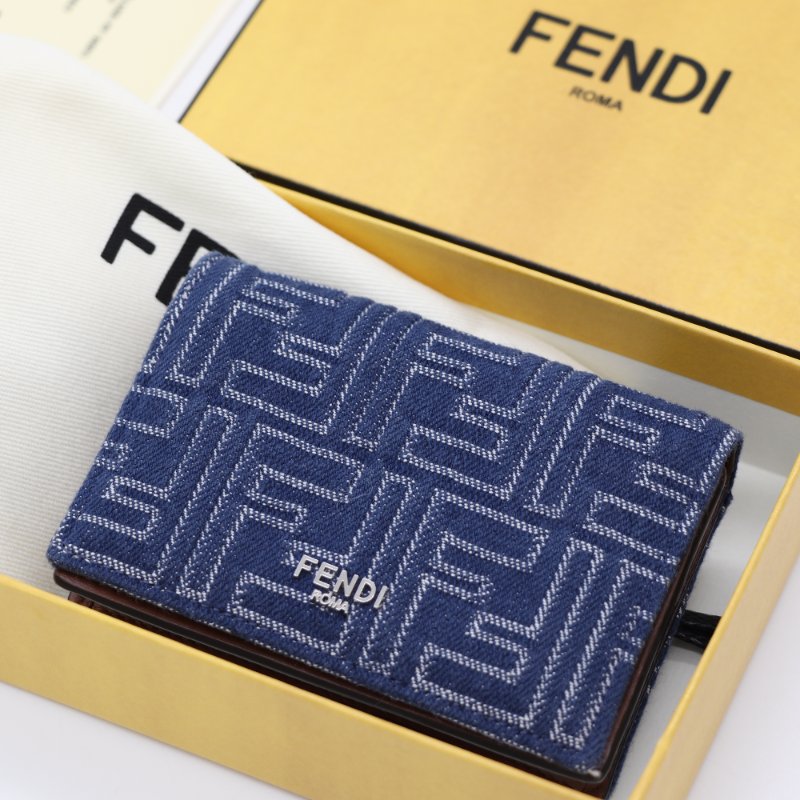 （超級新♥️可送禮）Fendi 芬迪 丹寧布 FF 花紋 卡包 短卡包-1