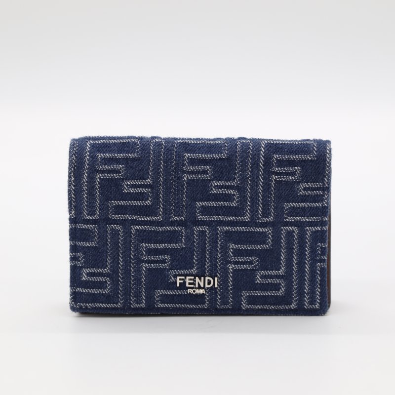 （超級新♥️可送禮）Fendi 芬迪 丹寧布 FF 花紋 卡包 短卡包-2
