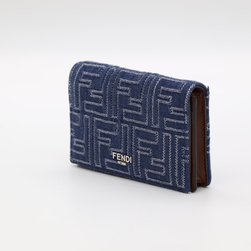（超級新♥️可送禮）Fendi 芬迪 丹寧布 FF 花紋 卡包 短卡包-3