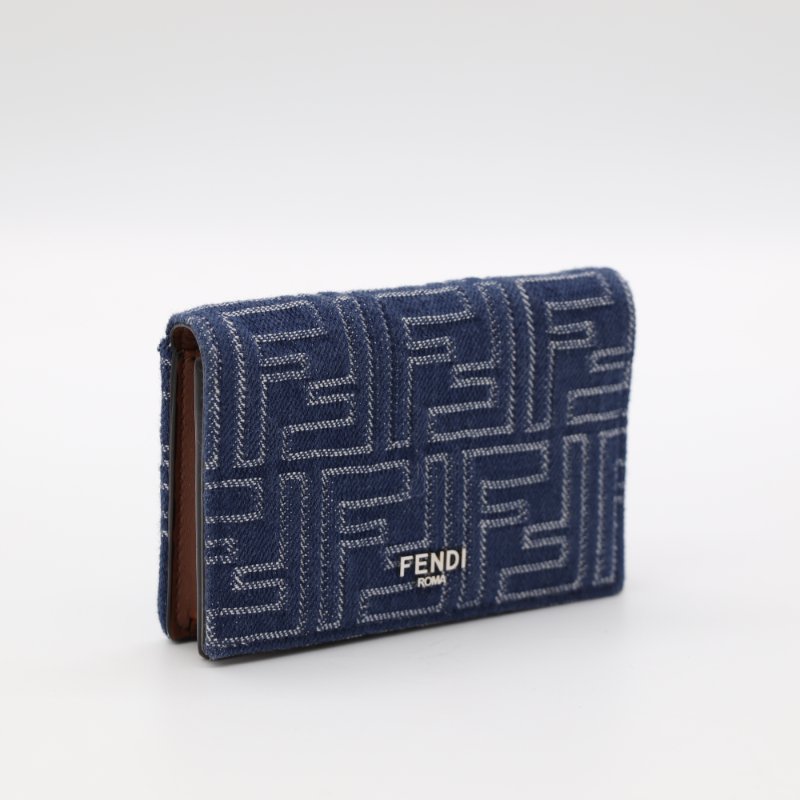 （超級新♥️可送禮）Fendi 芬迪 丹寧布 FF 花紋 卡包 短卡包-4