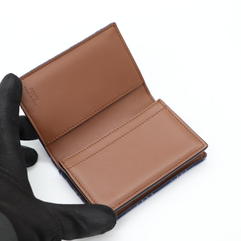 （超級新♥️可送禮）Fendi 芬迪 丹寧布 FF 花紋 卡包 短卡包-9