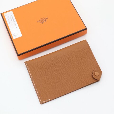 Hermès 愛馬仕 金棕色 Epsom 牛皮 護照夾 護照包 W 刻