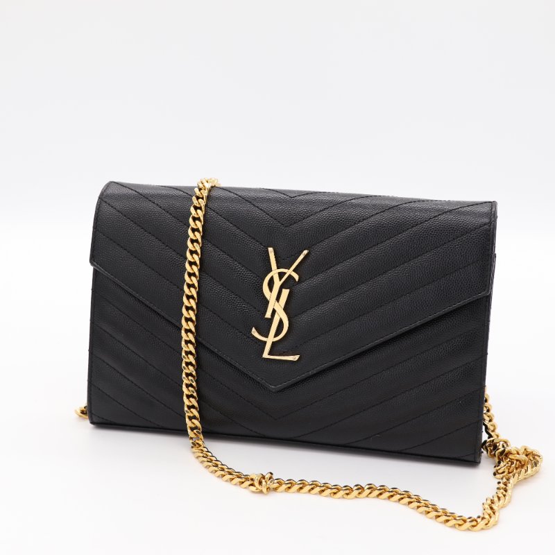 Saint Laurent 聖羅蘭 CASSANDR 黑色 魚子醬 鏈條 WOC 斜挎包-2