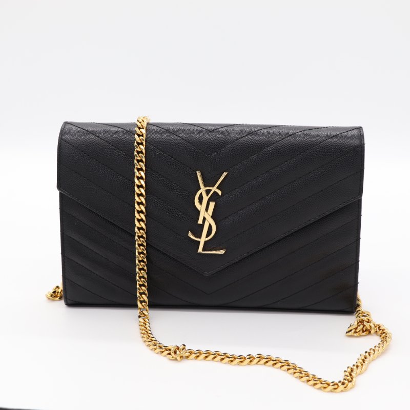 Saint Laurent 聖羅蘭 CASSANDR 黑色 魚子醬 鏈條 WOC 斜挎包-3