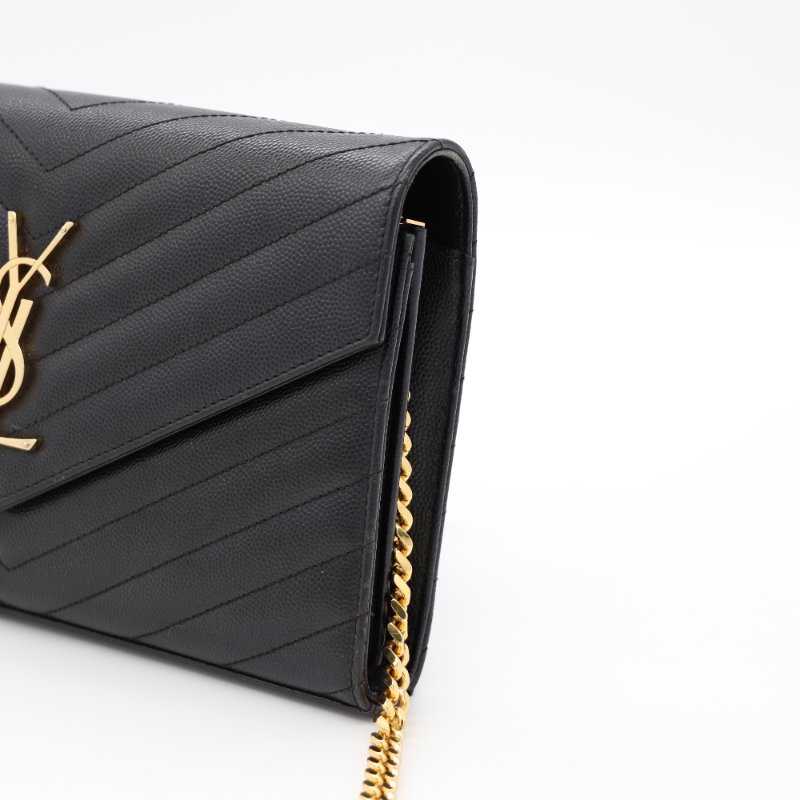 Saint Laurent 聖羅蘭 CASSANDR 黑色 魚子醬 鏈條 WOC 斜挎包-4
