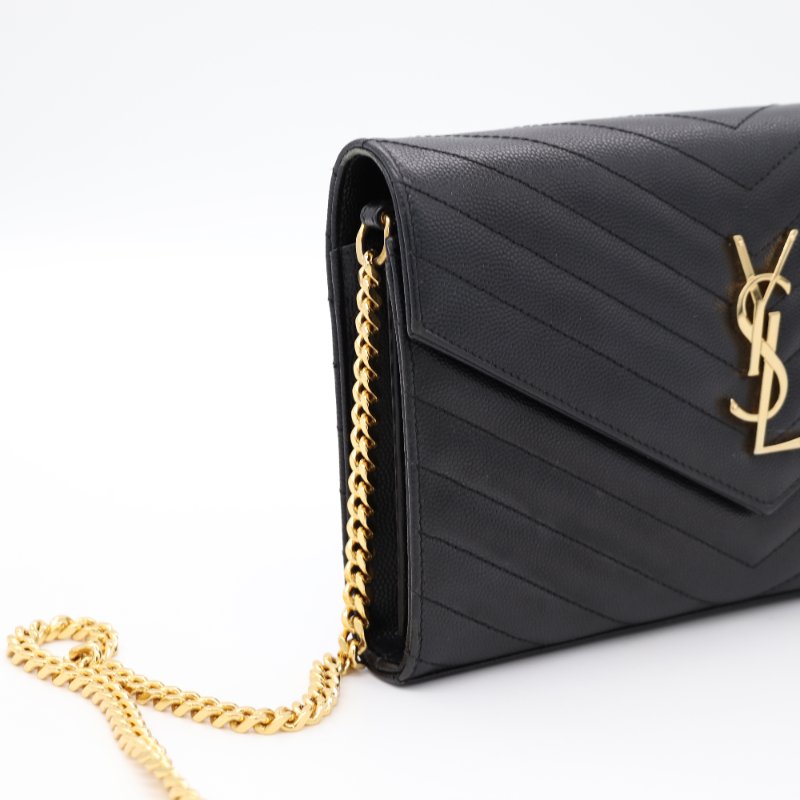 Saint Laurent 聖羅蘭 CASSANDR 黑色 魚子醬 鏈條 WOC 斜挎包-5