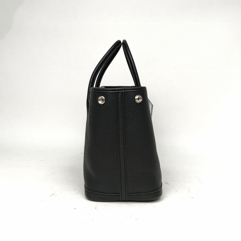 HERMES GardenParty花園包30黑色NEGONA皮U刻銀扣肩背包-1