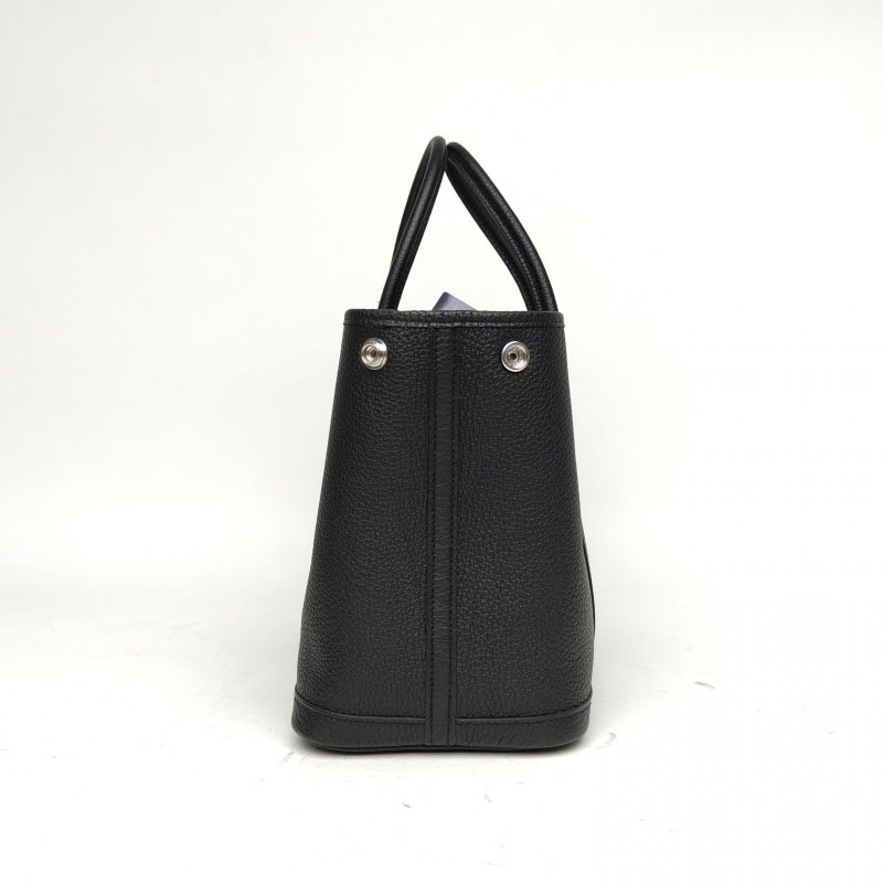 HERMES GardenParty花園包30黑色NEGONA皮U刻銀扣肩背包-3