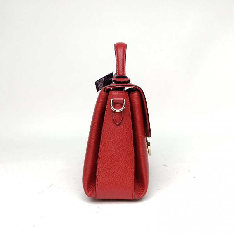 GUCCI Interlock手提風琴包26紅色牛皮金扣肩背包-3