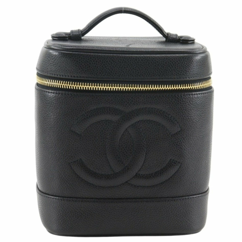 香奈兒 Coco Mark 化妝包/手拿包 A01998 魚子醬紋皮革 黑色 COCO 女士-0