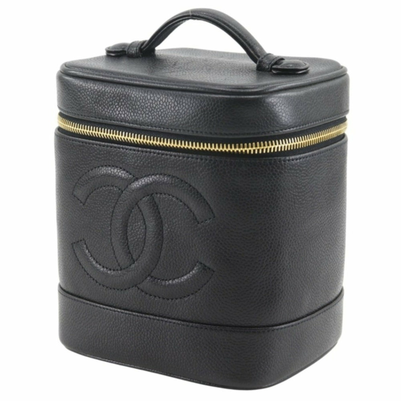 香奈兒 Coco Mark 化妝包/手拿包 A01998 魚子醬紋皮革 黑色 COCO 女士-1