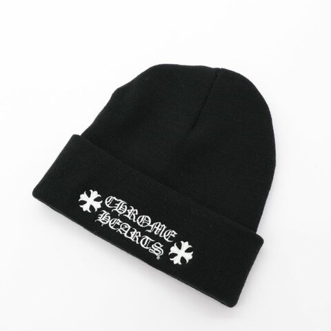 CHROME HEARTS LOGO 刺繡 毛帽 黑色