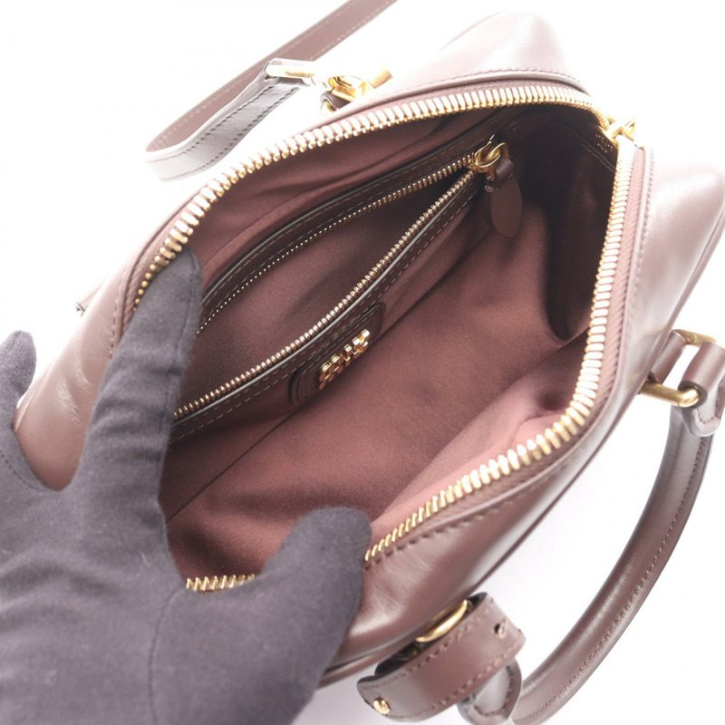 Miu Miu MATELASSE 肩斜背包 5BB142 棕色皮革 二手 女士-2