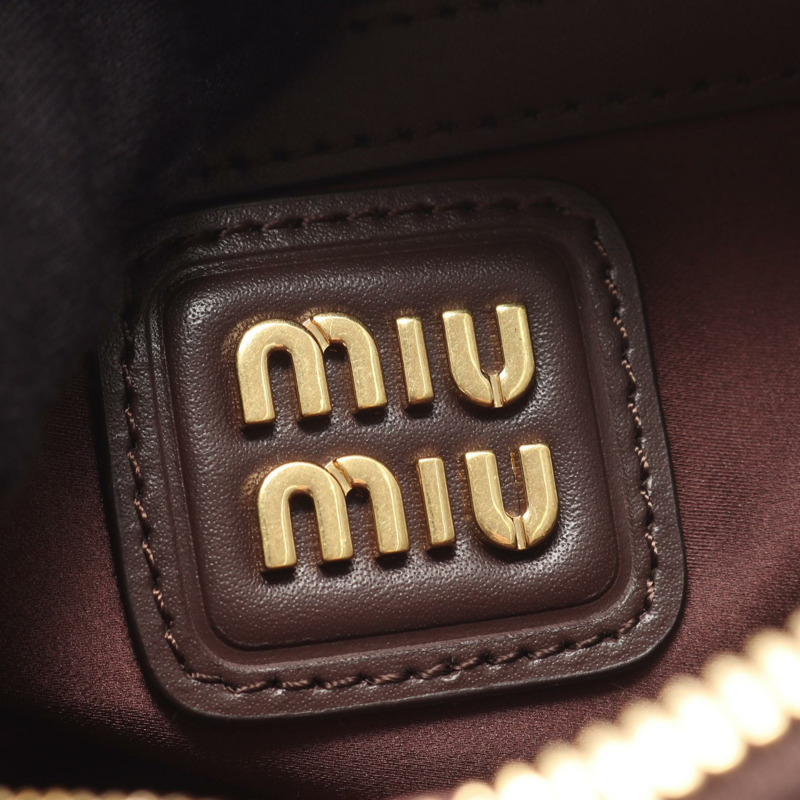 Miu Miu MATELASSE 肩斜背包 5BB142 棕色皮革 二手 女士-3