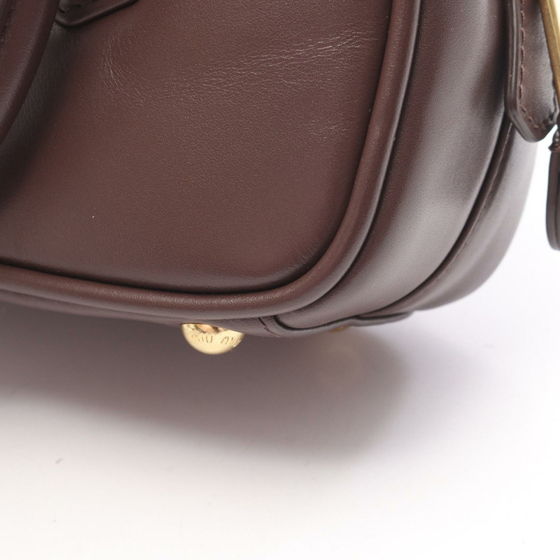 Miu Miu MATELASSE 肩斜背包 5BB142 棕色皮革 二手 女士-4