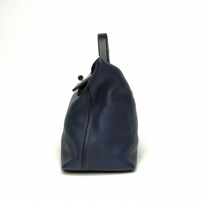 HERMES 242435黑色拼午夜藍Togo皮/Swift皮D刻銀扣肩背包-1