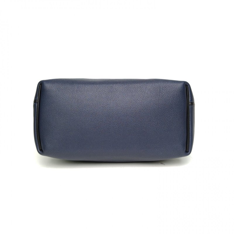 HERMES 242435黑色拼午夜藍Togo皮/Swift皮D刻銀扣肩背包-4