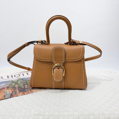 DELVAUX 德爾沃Brillant  馬蹄釦明線粒紋小牛皮手提斜背包