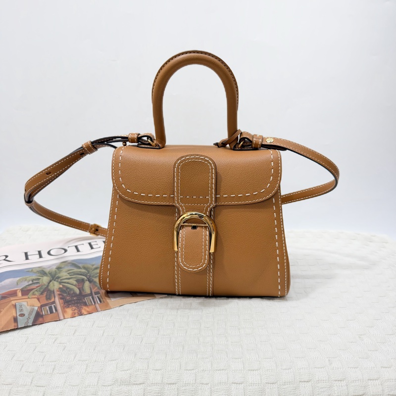 DELVAUX 德爾沃Brillant  馬蹄釦明線粒紋小牛皮手提斜背包-0