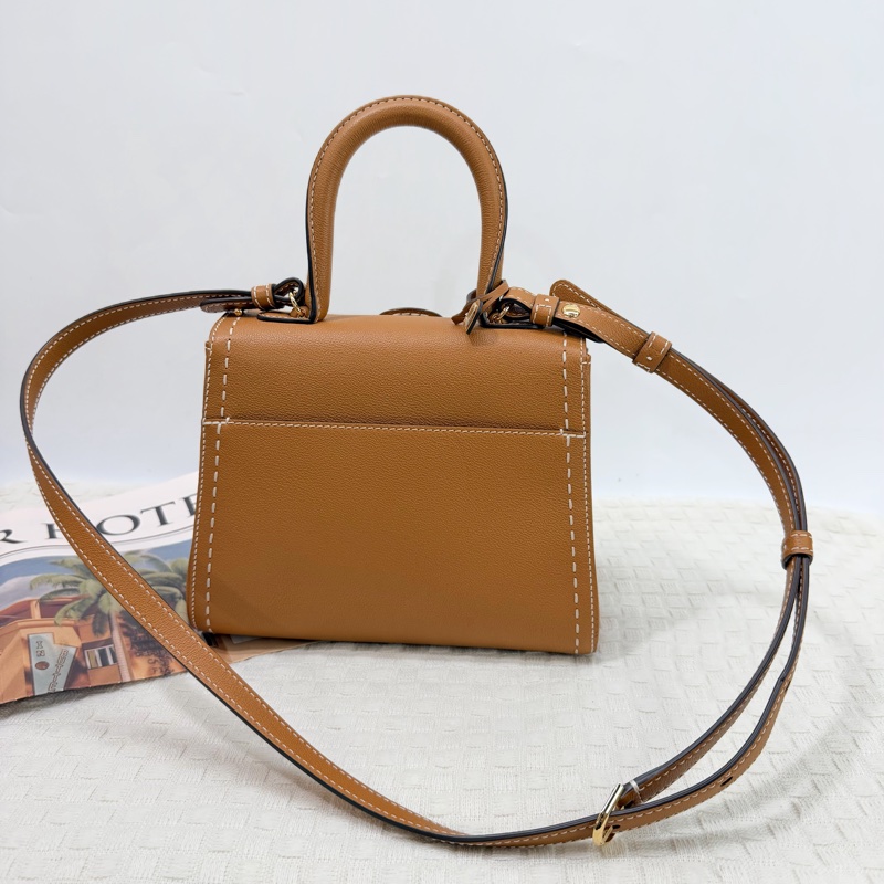 DELVAUX 德爾沃Brillant  馬蹄釦明線粒紋小牛皮手提斜背包-4