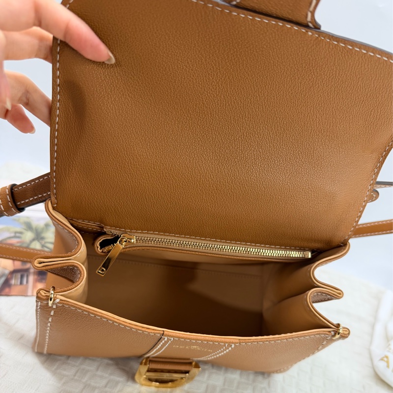 DELVAUX 德爾沃Brillant  馬蹄釦明線粒紋小牛皮手提斜背包-7