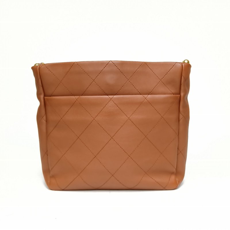 CHANEL 焦糖色牛皮晶片金扣23A嬉皮hobo手工坊系列單肩包肩背包-2