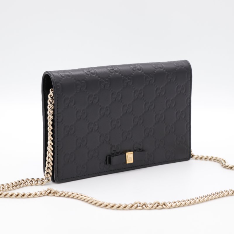 Gucci 古馳 Guccissima Bow 蝴蝶結 黑色牛皮  WOC 斜挎包-2